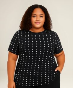 73000 - Remera c/Vidrio - Viscosa Elastizada Strass Pegado