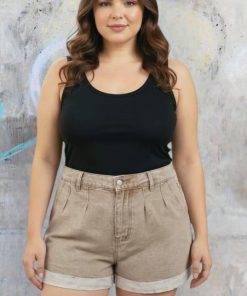 70006 - Short Jean - Rigido c/Elastico en Cintura y Pinzas Delanteras