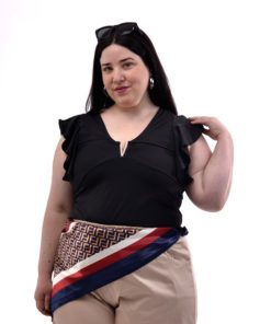 73023 - Remera Cuello V c/Volados - Viscosa Elastizada