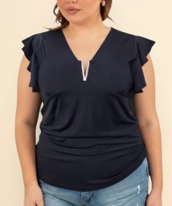 Alternative view of 73023 - Remera Cuello V c/Volados - Viscosa Elastizada
