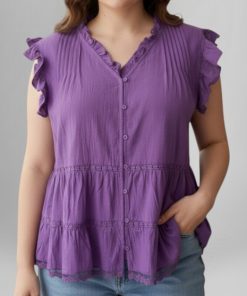 Alternative view of 73029 - Blusa con Alforzas y Volados - Bambula