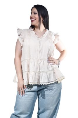 73029 - Blusa con Alforzas y Volados - Bambula