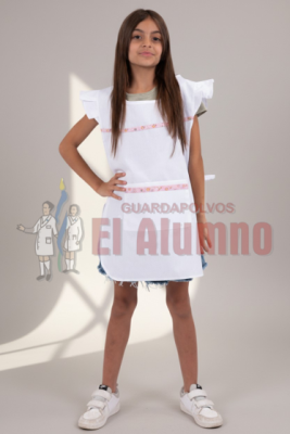 0683 – Poncho Niña Cinta Rosa c/Dibujos