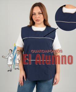 6911 - Poncho Adulto Azul Con Vivo Beige