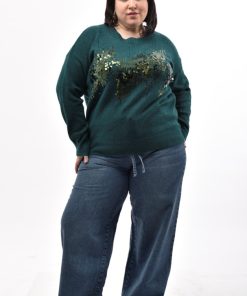 77005 - Sweater con Lentejuelas y Roturas