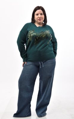 77005 - Sweater con Lentejuelas y Roturas