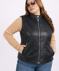 76502 - Chaleco de Cuero C/ Forro Polar