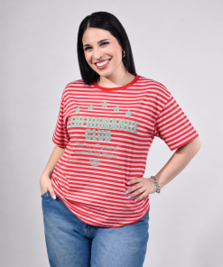39056 - Remera Performance - Jersey Rayado Estampado