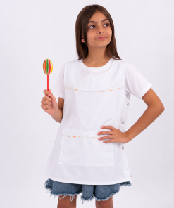 6808 - Poncho De Nena con Broches Cinta Naranja